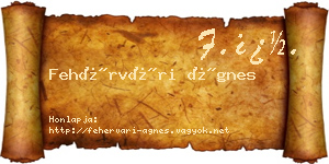 Fehérvári Ágnes névjegykártya