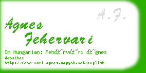 agnes fehervari business card